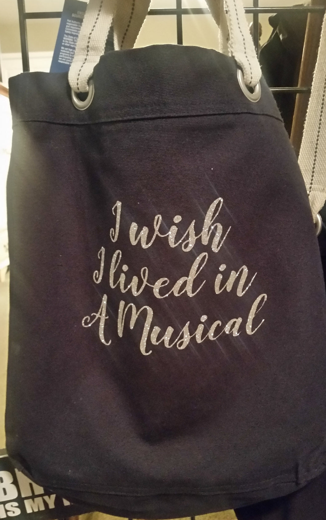 Canvas Tote w/ Glitter Text