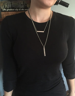 Broadway Sterling Silver Vertical Bar Necklace