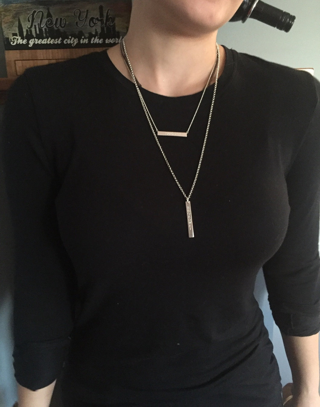 Broadway Sterling Silver Vertical Bar Necklace