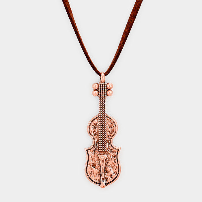 Suede Metal Guitar Necklace