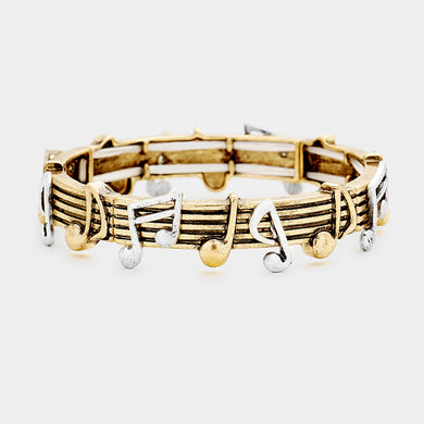 Gold Tone Music Bracelet